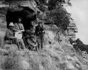 Officers in cave on Isaudhlwana