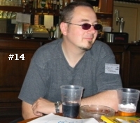 14. Comics journalist Jay Eales in the bar.